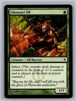 Magic MTG New Phyrexia 4x Glistener Elf #114/175 TCG CCG Playset