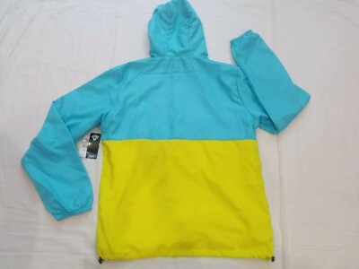 Neon Gelb Blau Pink Shell Mantel Black Jack Hoodie Mantel Retro Sport USA XL