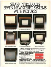 1986 Sharp TV Vintage Print Ad Seven New Stereo Systems With Pictures Television