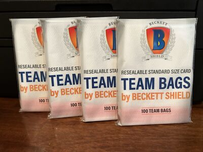 #ad Beckett Shield Team Bags Resealable Sleeves 4 Packs of 100 400 Total $12.90