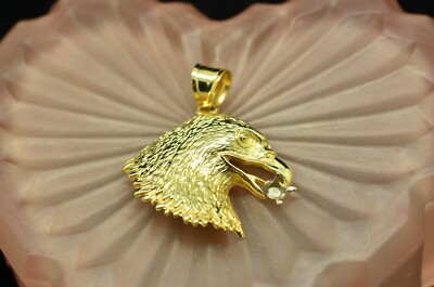 14K Gelbgold Adlerkopf Design Anhänger Charm (mit leerer Fassung)