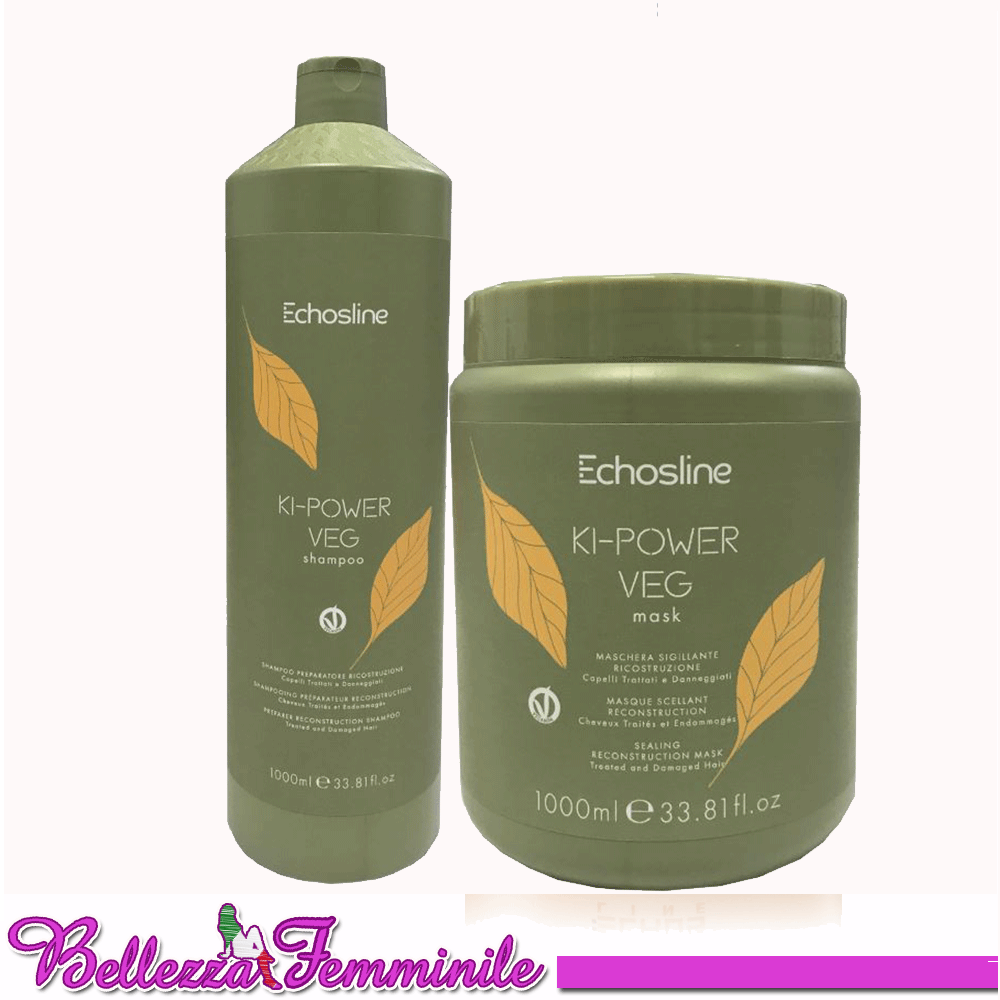 Shampoo da 1000 ml + Maschera da 1000 ml Ki - Power veg  echosline