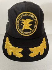 VTG NRA Mesh Snapback Foam Trucker Hat Gold Leaves Scrambled Eggs Made in USA