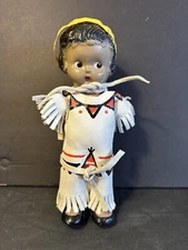 Vintage Indian Doll With Baby 6" Sidelong Glance Celluloid