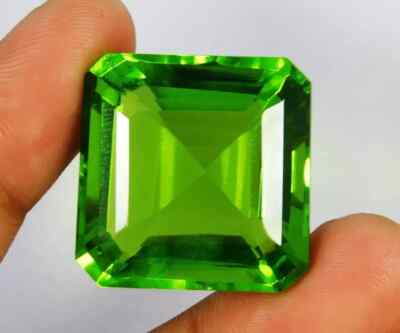 Green Peridot Asscher Cut Topaz 84-85 Ct Natural Certified EGL Loose Gemstone