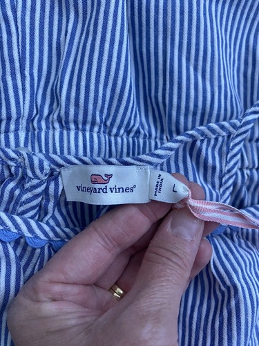 Vineyard Vines Romper Girls L So Cute! Blue/white Striped- Florals🌸 - Picture 5 of 11