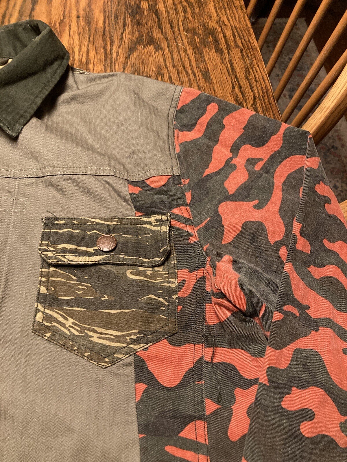 STRIVERS ROW Patchwork Denim Canvas Jacket Biker … - image 3