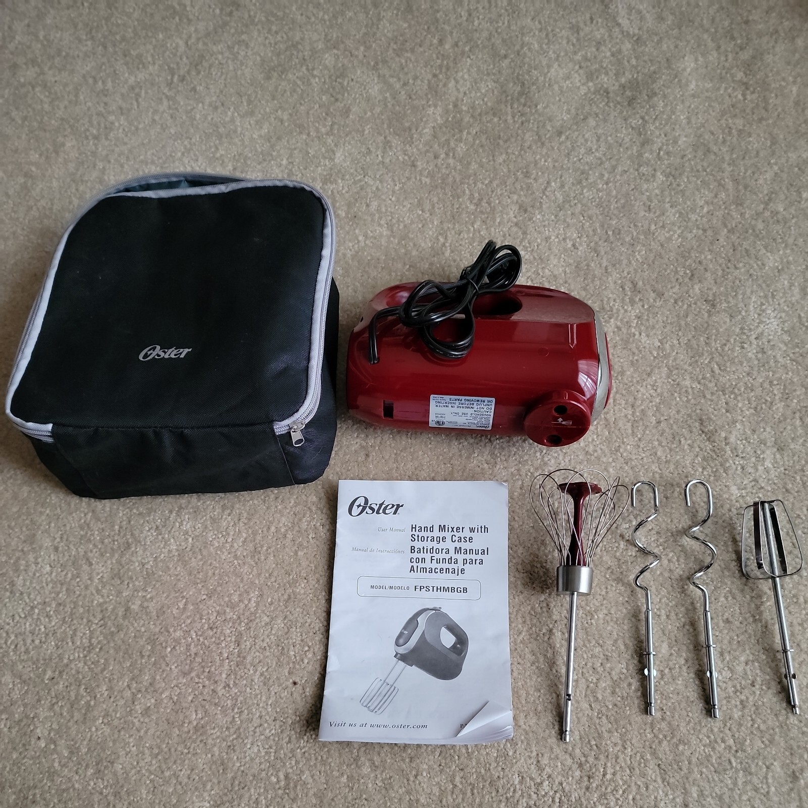 Oster Turbo Hand Mixer FPSTHMBGB with Case User Manual and 4 Beaters eBay