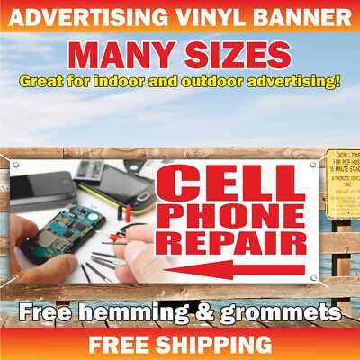 CELL PHONE REPAIR Advertising Banner Vinyl Mesh Sign Computer Screen Laptop Shop