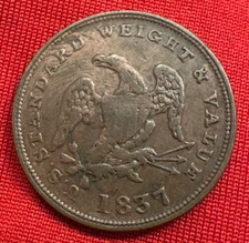1837 Hard Times Token Half Cent