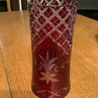 Bohemian Czech Crystal Hurricane Shade~Candle Chimney~Ruby Red~Cut to Clear~7” T — photo 3