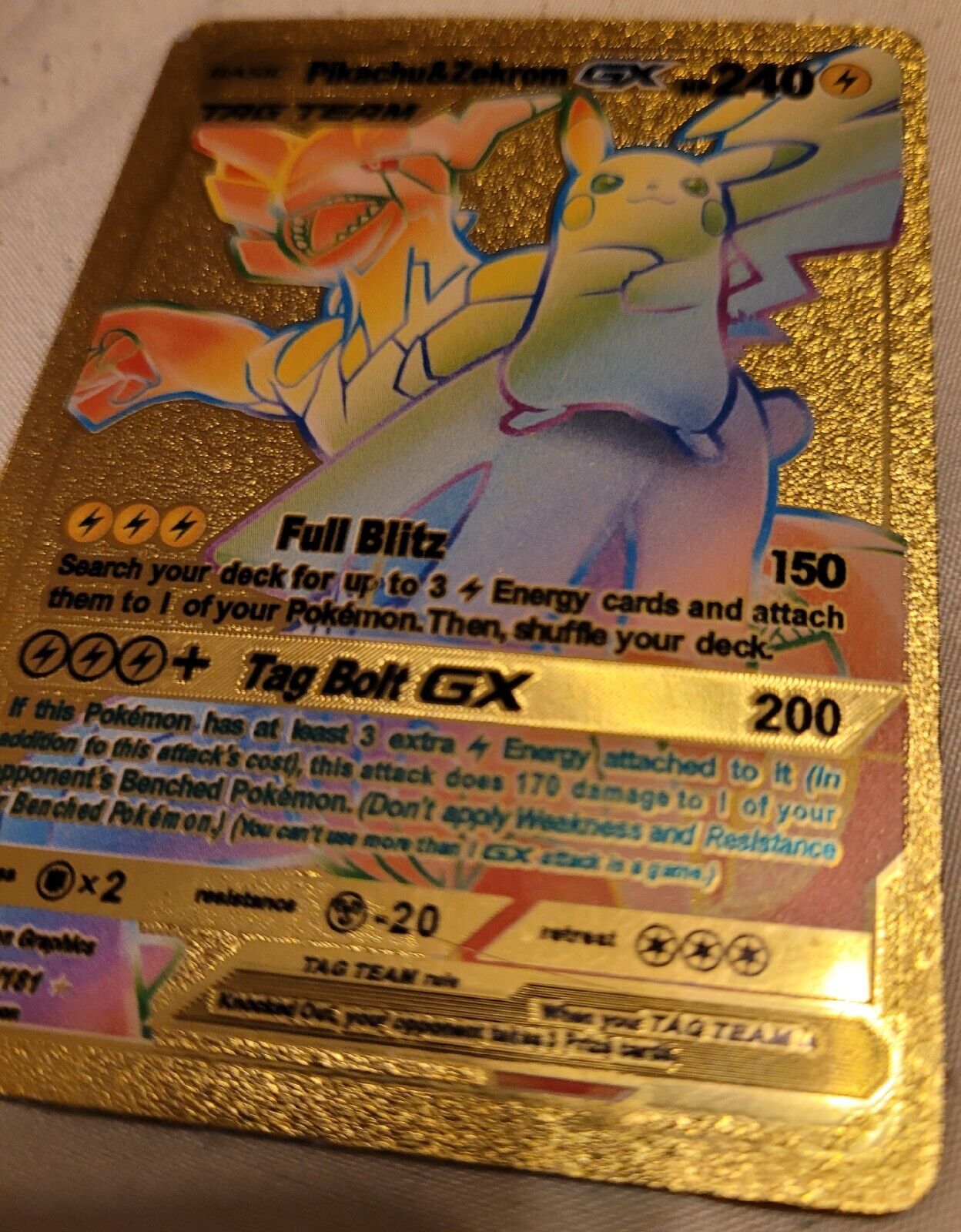 Unofficial Artist Made Pikachu & Zekrom-gx 184/181 Rainbow 