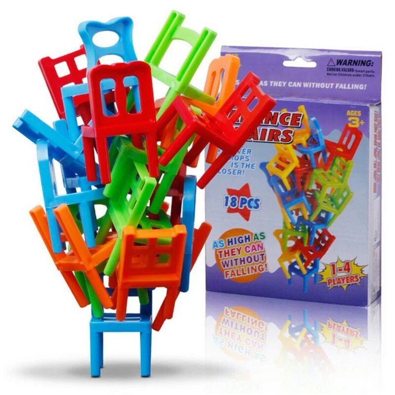 Family Game Balance Chairs Table Board Adult Kids Stacking Game Child 18PCS - Image 2 of 4