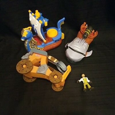 Imaginext Viking Ship Boat Shark catapult Fisher-Price Toys lot