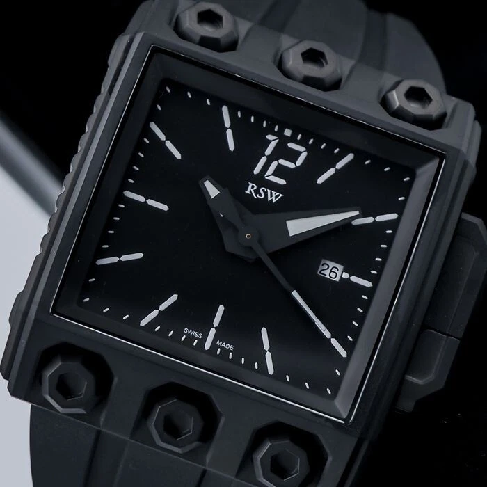 RSW Outland 3H Swiss ETA 2824 Automatic Watch Black Limited Edition 44mm Foto 2 de 4