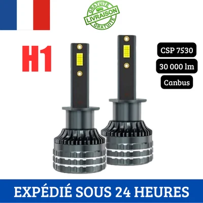 Ampoules LED H1 Canbus Blanc 6000K Anti Erreur Phare Auto Brouillard CSP 7530 x2 - Photo 1/4