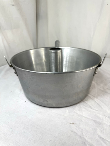 Vtg Angel Food Cake PAN 10x4" Round 2 pc Aluminum Tube Baking Tin FrShp Unmarked