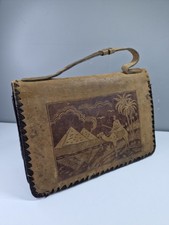 Vintage Egyptian  tooled Leather Tourist Handbag  1940's 