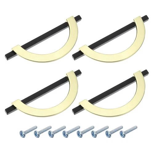 Half Moon Drawer Pulls 5.04in Zinc Alloy 4 Pack – Gold/Black