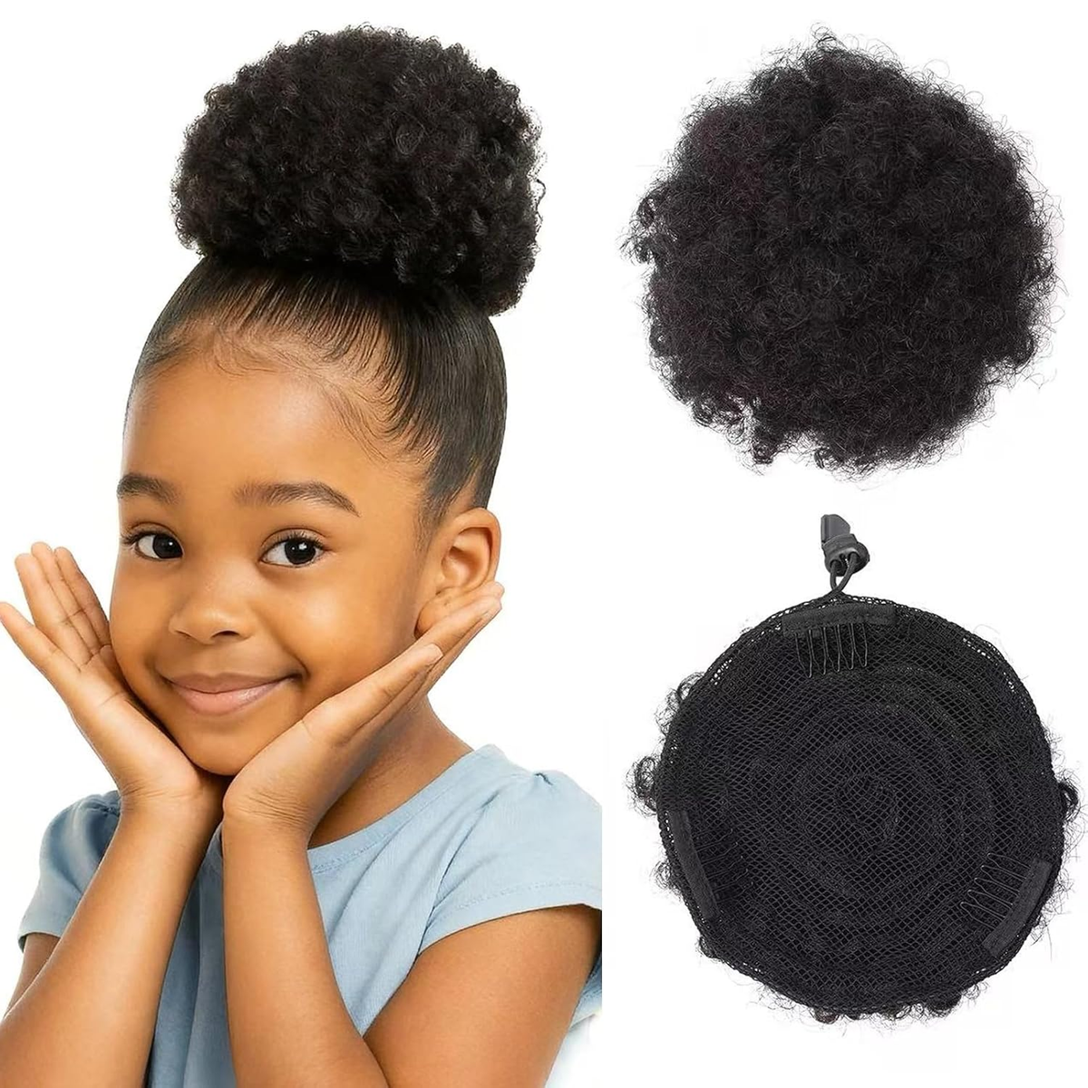 Afro Puff Human Hair Drawstring Ponytail for Black Women 