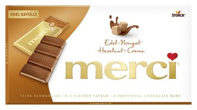 merci Tafelschokolade Edel-Nougat, 112g - Schokolade Süßigkeiten Nougat Geschenk