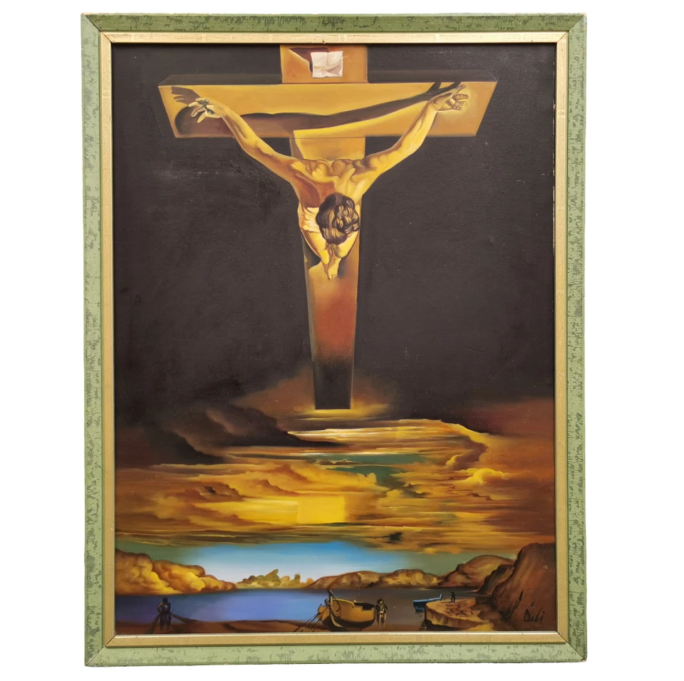 ÖLGEMÄLDE Der Christus des Heiligen Johannes vom Kreuz Kopie nach SALVADOR DALI - Bild 1 von 4