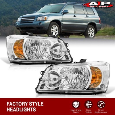 Chrome Clear OE Style Head Lights Driving Lamps For 2004-2007 Toyota Highlander