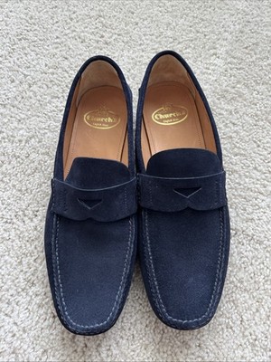 $1050 Church\'s Karl - Blue Suede - Size 7M Loafer Leather Casual Made in Italy Church main image 4
