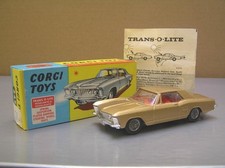 Corgi Toys 245 Buick Riviera dorado con ruedas de alambre nuevo en caja+ casi nuevo+ en caja excepcional