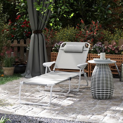 Outsunny Sonnenliege klappbar Gartenliege mit Kopfkissen, Campingliege