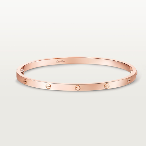 Cartier Love Small 3.6mm Bangle Bracelet 18k Rose/Pink Gold Single Screw Size19