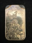 1978 Happy Birthday Madison Mint 1 oz .999 Silver Art Bar Butterfly Floral