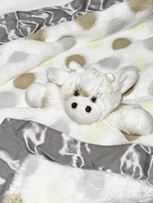 Little Giraffe Baby Lovey Security Blanket Very Soft Plush White Gray Green Tan