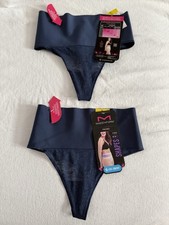 NEW MAIDENFORM Shaping Thong Panty FIRM Control Nylon Cooling 2 Pair Medium