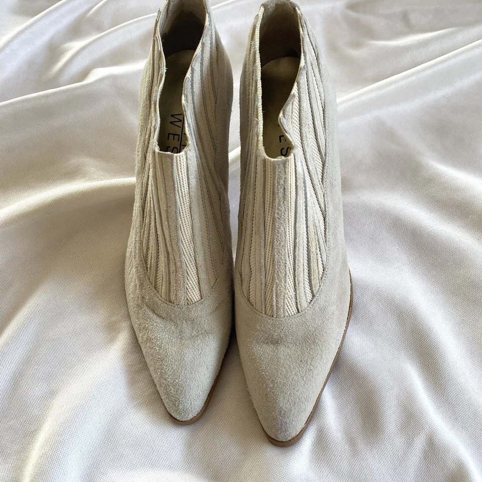 Botas Botines Vintage Y2K Gamuza Hueso Nueve Oeste España Cuero Nubuck Talla 5.5 B Foto 4 de 4