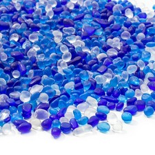 Colorful Blue Sea Glass Pebbles for Aquariums, Vases, Crafts, 6-9mm, 0.5 Lb
