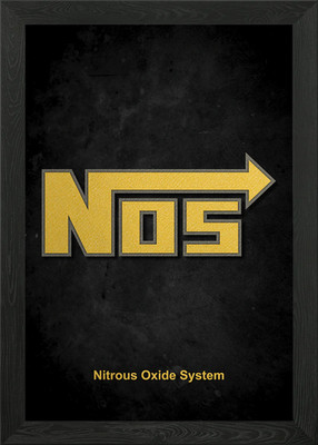 NOS Logo - Lachgassystem gerahmtes Wandbild Poster Leinwanddruck Bild