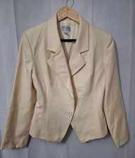 Vintage Christian Dior Womens Blazer Sz 6 Tailored Wool Ivory Old Money Designer