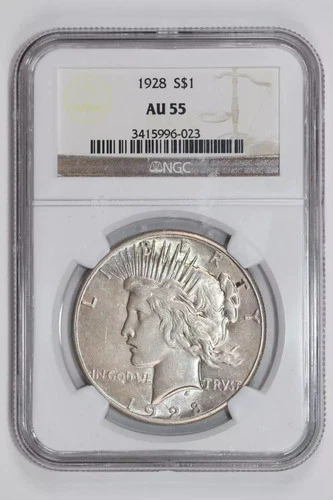 1928 PEACE DOLLAR NGC AU55