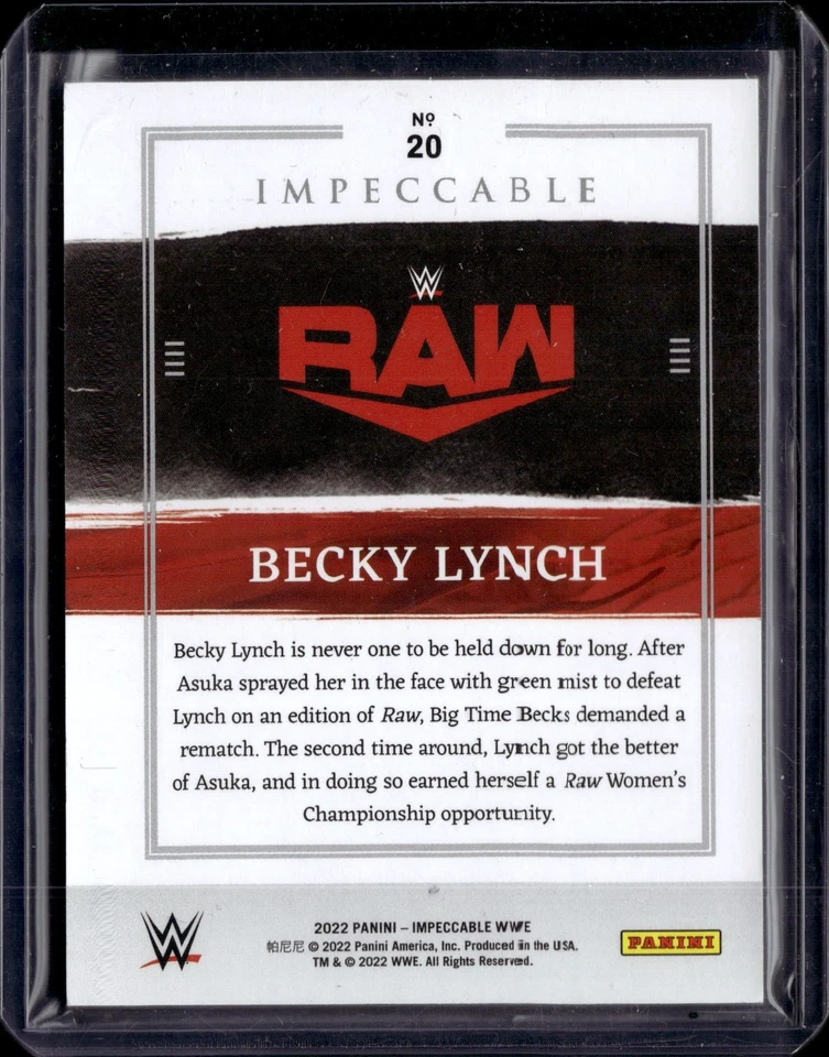 Becky Lynch - 2022 Panini Impeccable WWE Base Card #20 Silver Holofoil #d 19/25 - Image 2 of 2