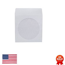 1000 Pack Paper CD DVD Sleeves White Envelope Clear Window Flap 80g Bulk Media