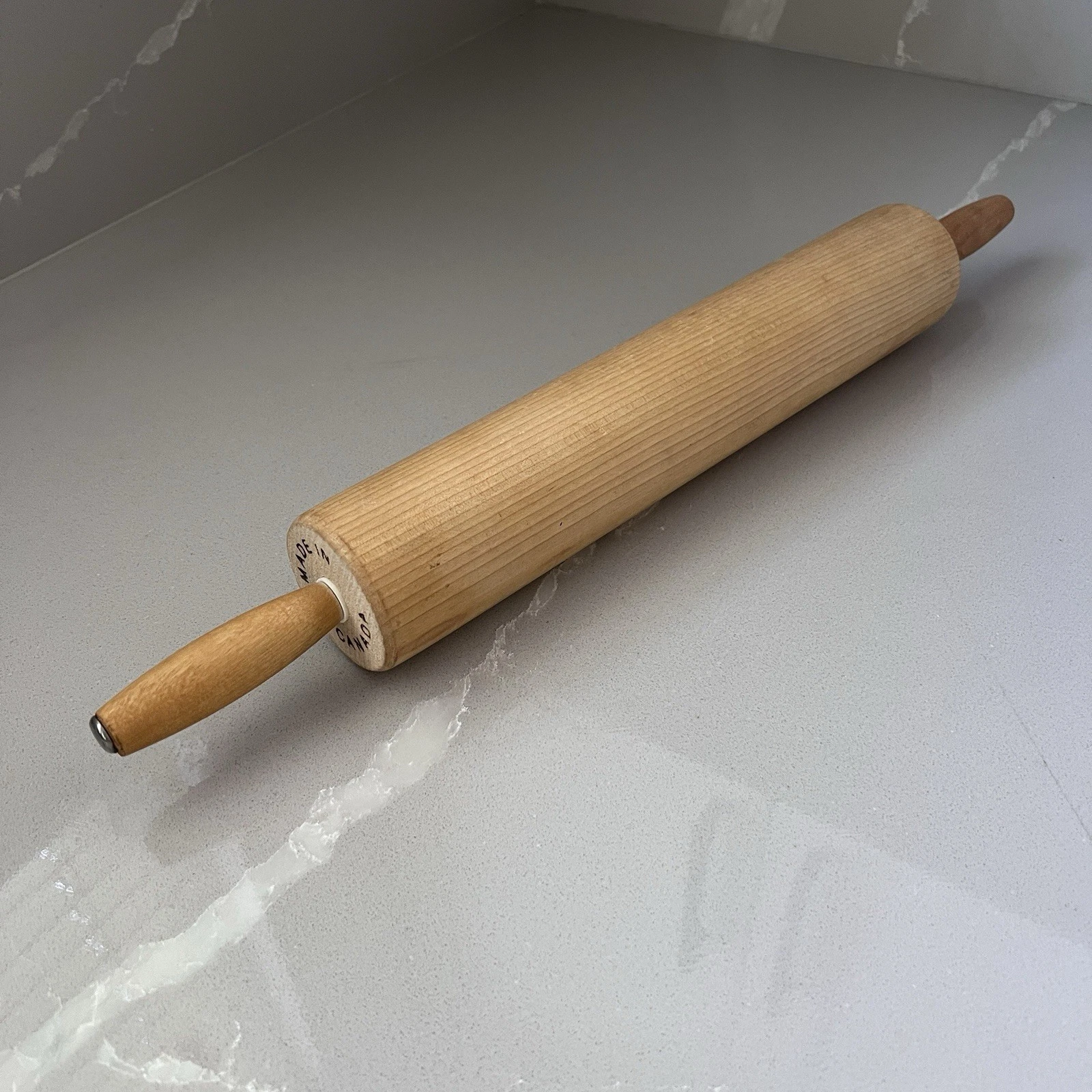 Rowoco Solid Wood Rolling Pin Canada 12" Roller /19” Full Length Vintage