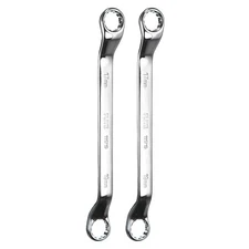 2pcs 45 Degree Offset Box End Wrench 17mm x 19mm Metric 12 Point CR-V Double Box