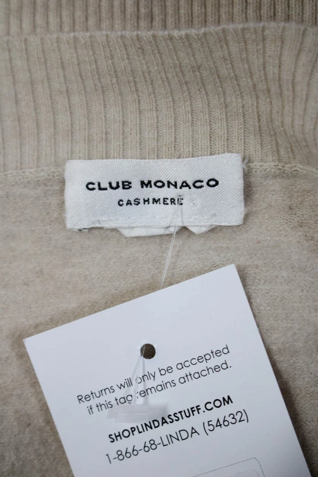 Cárdigan suéter cascada frente abierto Club Monaco para mujer beige cachemir talla XS Foto 4 de 4