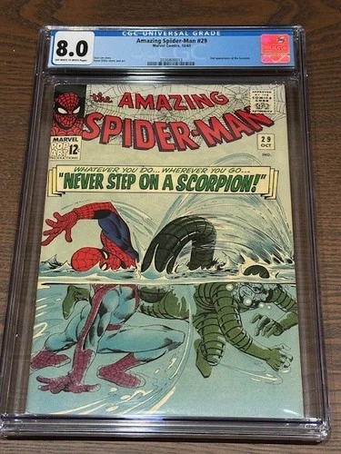 Amazing Spiderman 29 CGC 8.0 Ditko Scorpion appearance Marvel Comics Spider-man