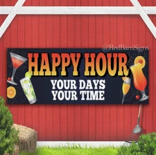 HAPPY HOUR (ADD YOUR DETAILS) Indoor Outdoor Banner sign with grommets