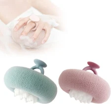 2 Pack Sunflower Bath Ball Bathing Sponge Soft Skin Friendly with Suction Cup