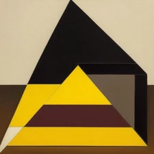 Medium Abstract Painting 2x2 ft. Post-Modernism Geometric Demrin Cubism II NEW