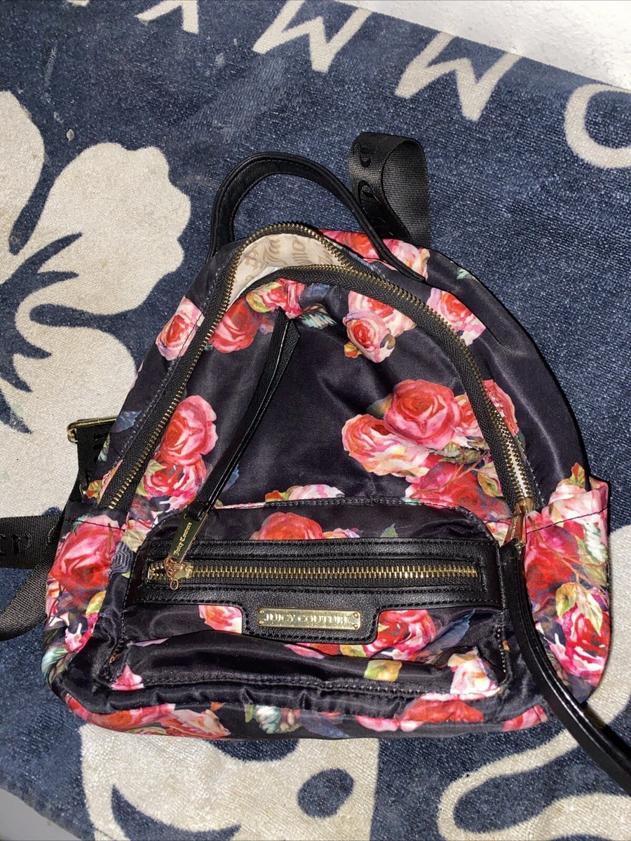 Juicy Couture Black Floral Roses Mini Backpack Half Pint Bag  display picture 2