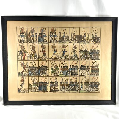 Antique Jeu Des Drapeaux Playing Cards Uncut Sheet Napoleon Game Of Flags 1800s